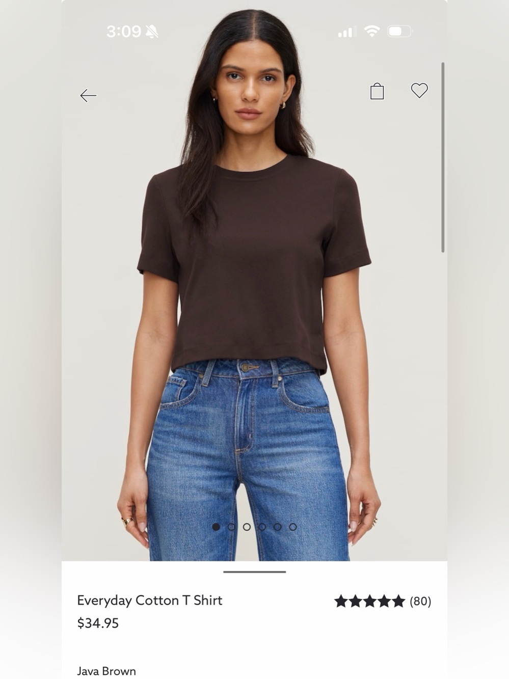 Everyday Heavy Cotton T shirt in Java Brown